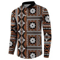 Fiji Masi Tapa Pattern Orange Button Sweatshirt LT01 - Polynesian Pride