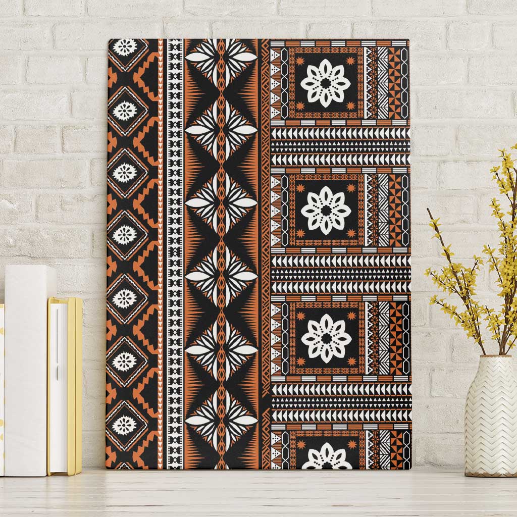 Fiji Masi Tapa Pattern Orange Canvas Wall Art LT01 Without Frame Orange - Polynesian Pride