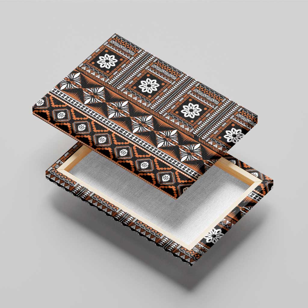 Fiji Masi Tapa Pattern Orange Canvas Wall Art LT01 - Polynesian Pride
