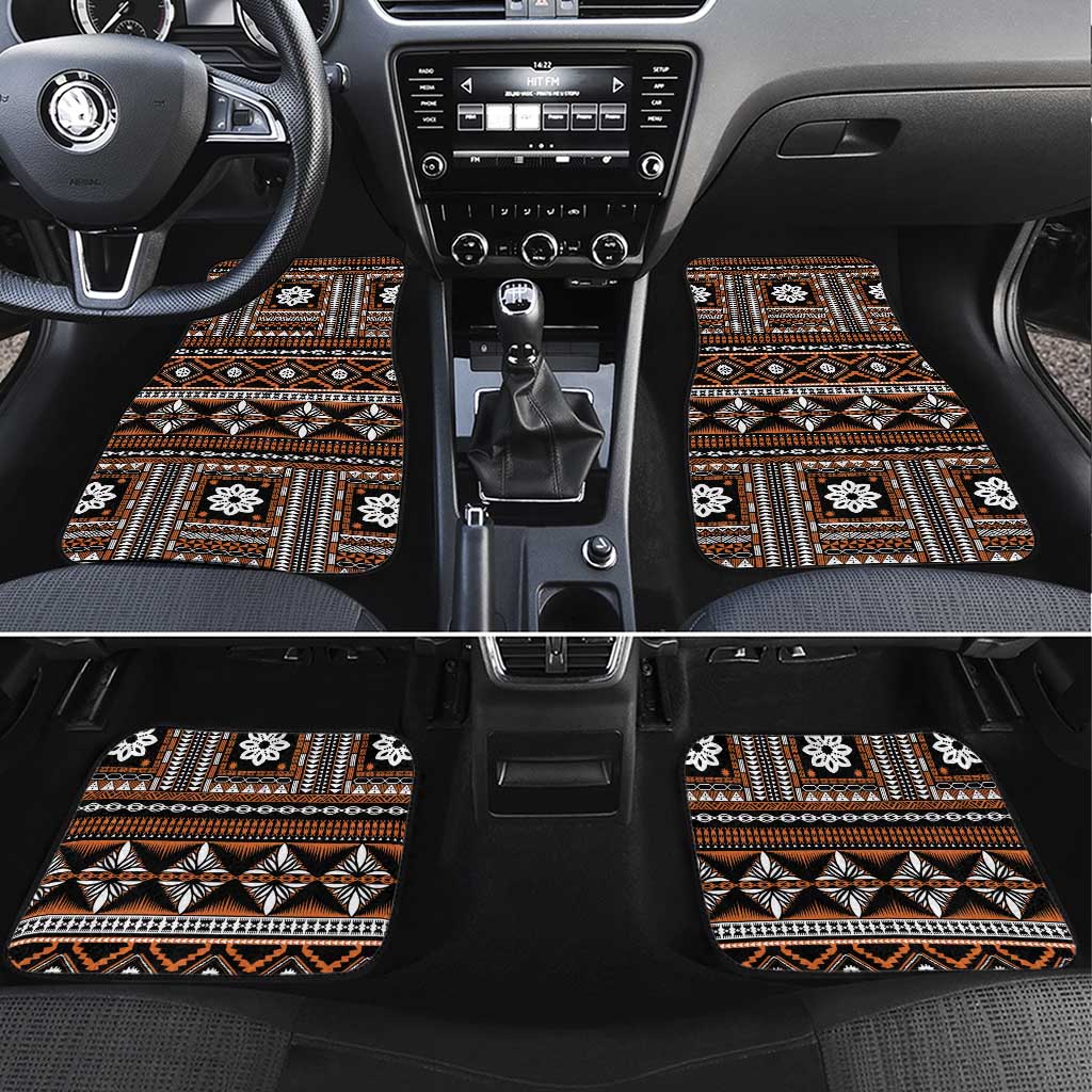 Fiji Masi Tapa Pattern Orange Car Mats LT01 Set 4pcs Orange - Polynesian Pride