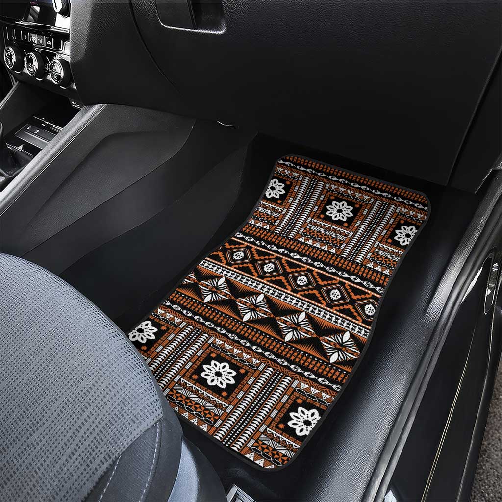Fiji Masi Tapa Pattern Orange Car Mats LT01 - Polynesian Pride