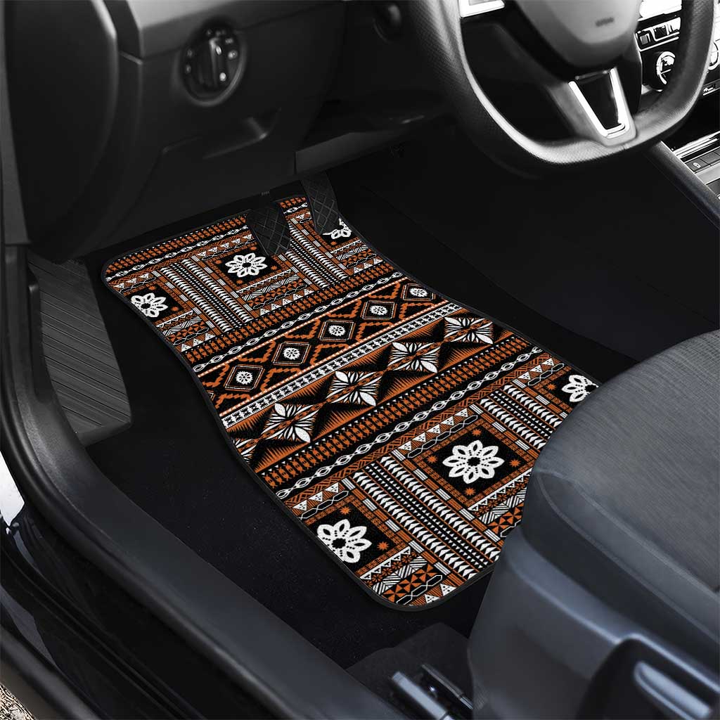 Fiji Masi Tapa Pattern Orange Car Mats LT01 - Polynesian Pride