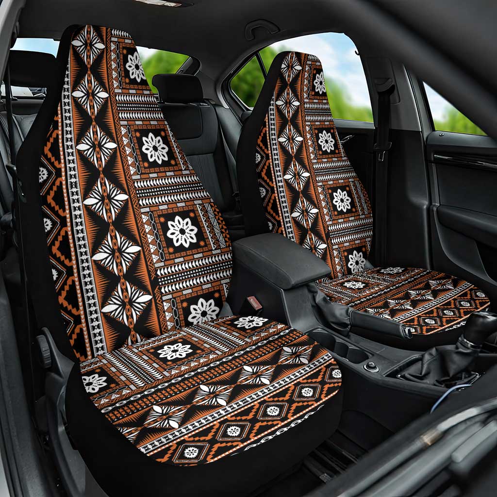 Fiji Masi Tapa Pattern Orange Car Seat Cover LT01 One Size Orange - Polynesian Pride