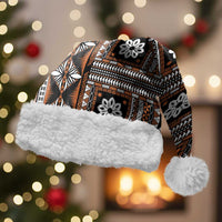 Fiji Masi Tapa Pattern Orange Christmas Santa Hat LT01 With Fur Orange - Polynesian Pride