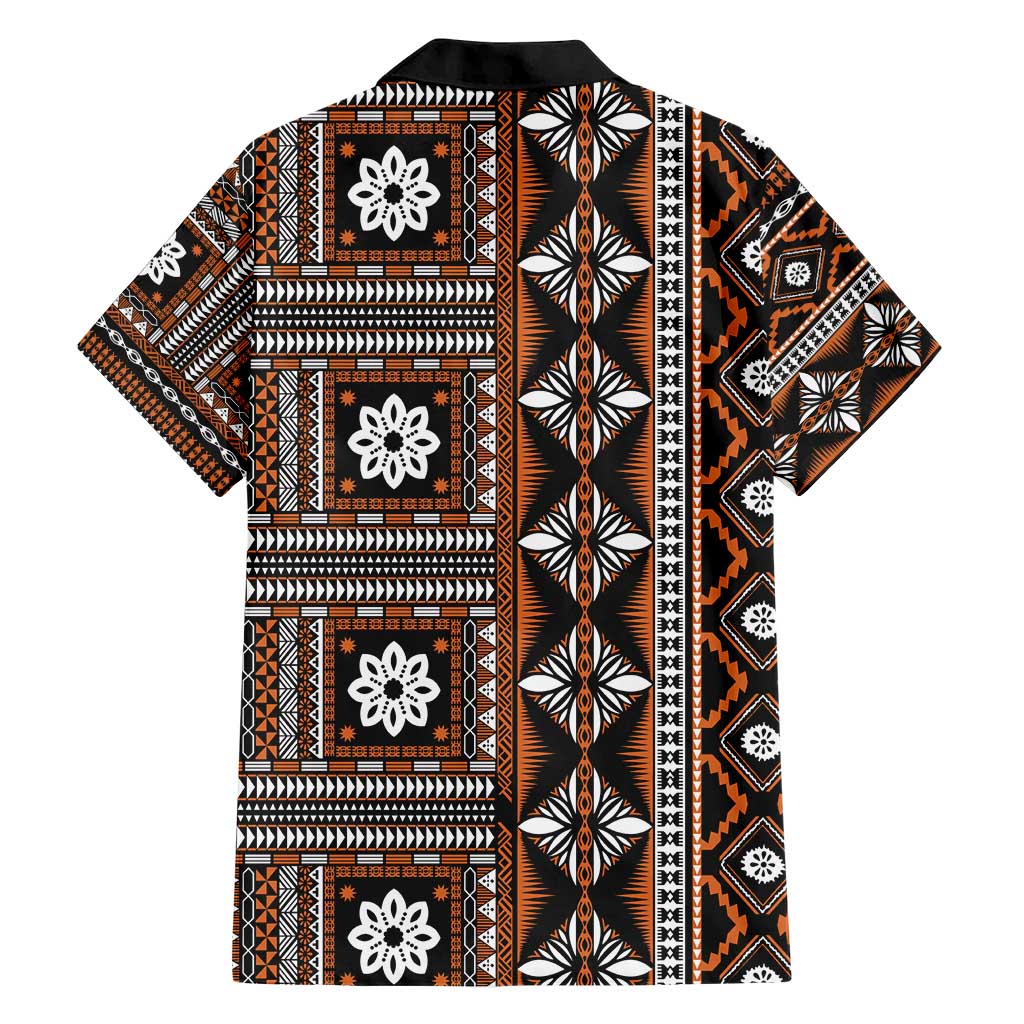 Fiji Masi Tapa Pattern Orange Hawaiian Shirt LT01 - Polynesian Pride