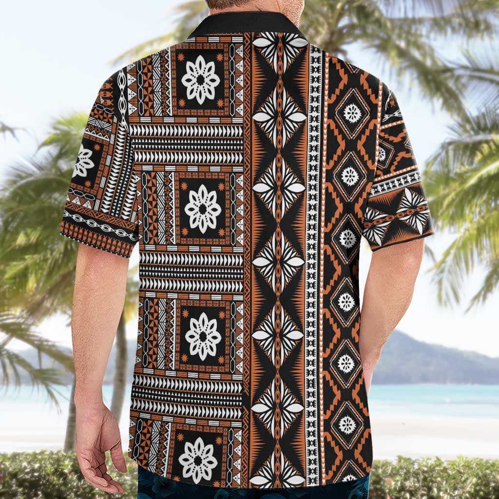 Fiji Masi Tapa Pattern Orange Hawaiian Shirt LT01 - Polynesian Pride