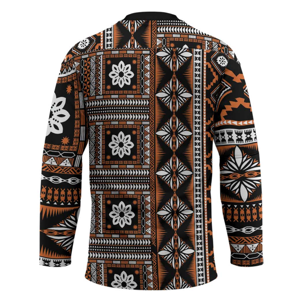 Fiji Masi Tapa Pattern Orange Hockey Jersey LT01 - Polynesian Pride