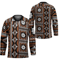 Fiji Masi Tapa Pattern Orange Hockey Jersey LT01 - Polynesian Pride