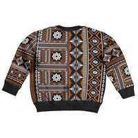 Fiji Masi Tapa Pattern Orange Kid Ugly Christmas Sweater LT01 - Polynesian Pride