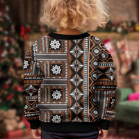 Fiji Masi Tapa Pattern Orange Kid Ugly Christmas Sweater LT01 - Polynesian Pride