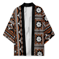 Fiji Masi Tapa Pattern Orange Kimono LT01 Unisex Orange - Polynesian Pride