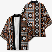 Fiji Masi Tapa Pattern Orange Kimono LT01 - Polynesian Pride