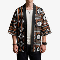 Fiji Masi Tapa Pattern Orange Kimono LT01 - Polynesian Pride