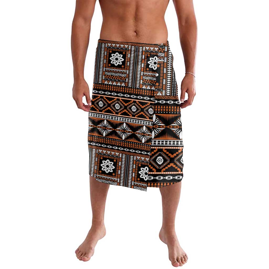 Fiji Masi Tapa Pattern Orange Lavalava LT01 Orange - Polynesian Pride