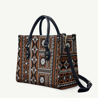 Fiji Masi Tapa Pattern Orange Leather Bag LT01 Orange - Polynesian Pride