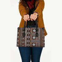 Fiji Masi Tapa Pattern Orange Leather Bag LT01 - Polynesian Pride