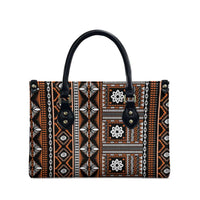 Fiji Masi Tapa Pattern Orange Leather Bag LT01 - Polynesian Pride
