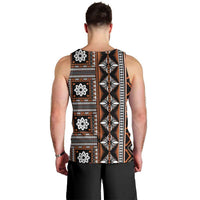 Fiji Masi Tapa Pattern Orange Men Tank Top LT01 - Polynesian Pride