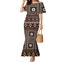 Fiji Masi Tapa Pattern Orange Mermaid Dress LT01 Women Orange - Polynesian Pride
