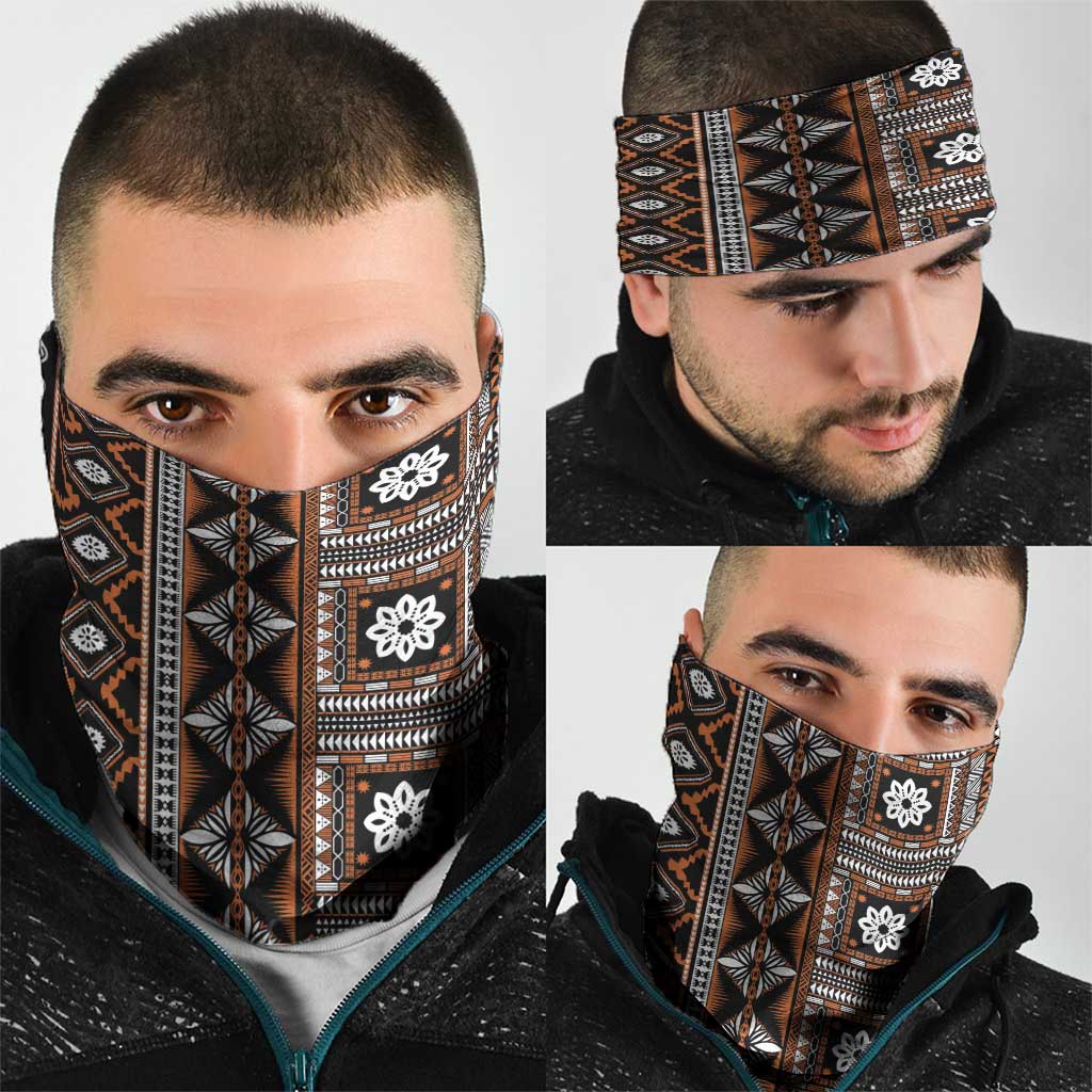 Fiji Masi Tapa Pattern Orange Neck Gaiter LT01 - Polynesian Pride