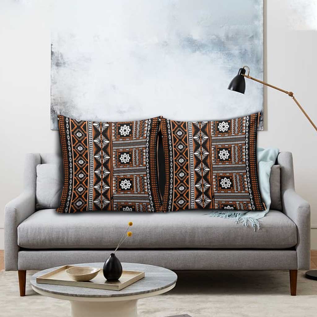 Fiji Masi Tapa Pattern Orange Pillow Cover LT01 - Polynesian Pride