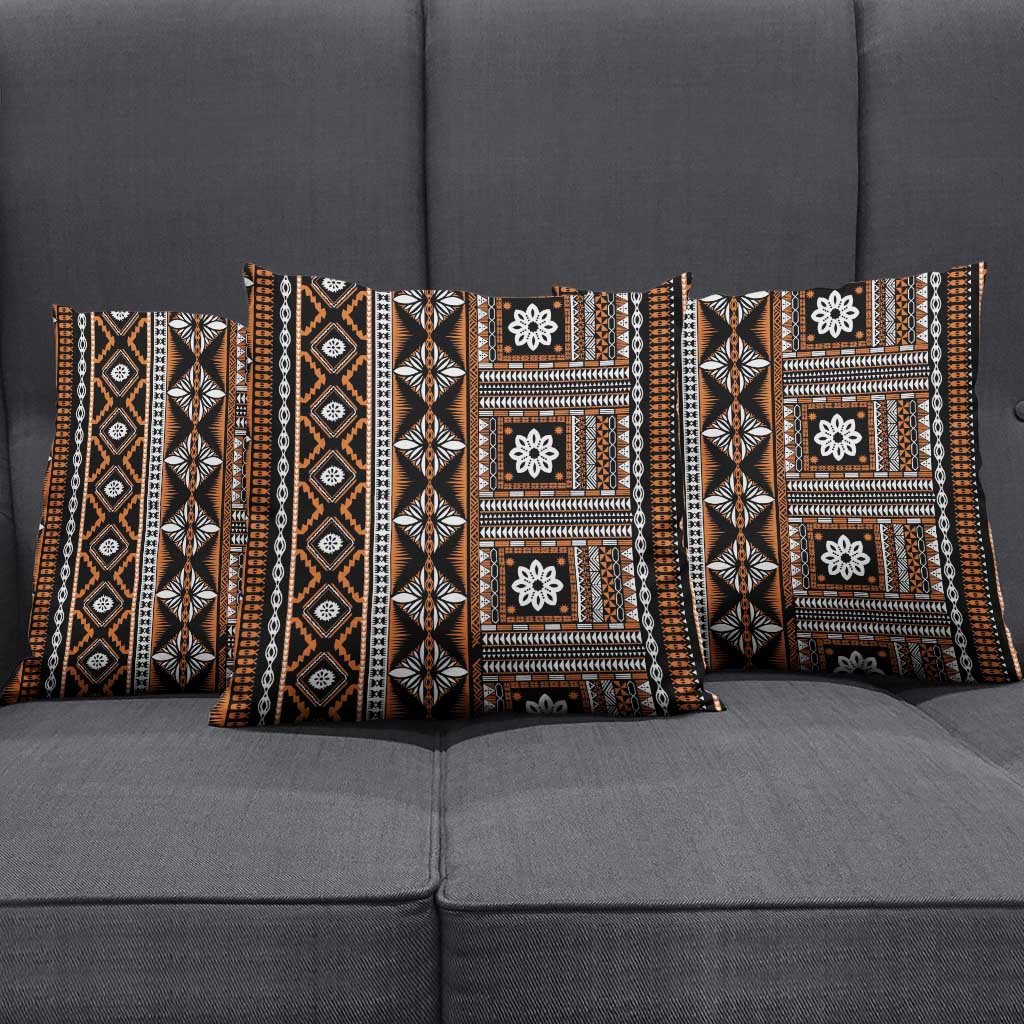 Fiji Masi Tapa Pattern Orange Pillow Cover LT01 - Polynesian Pride