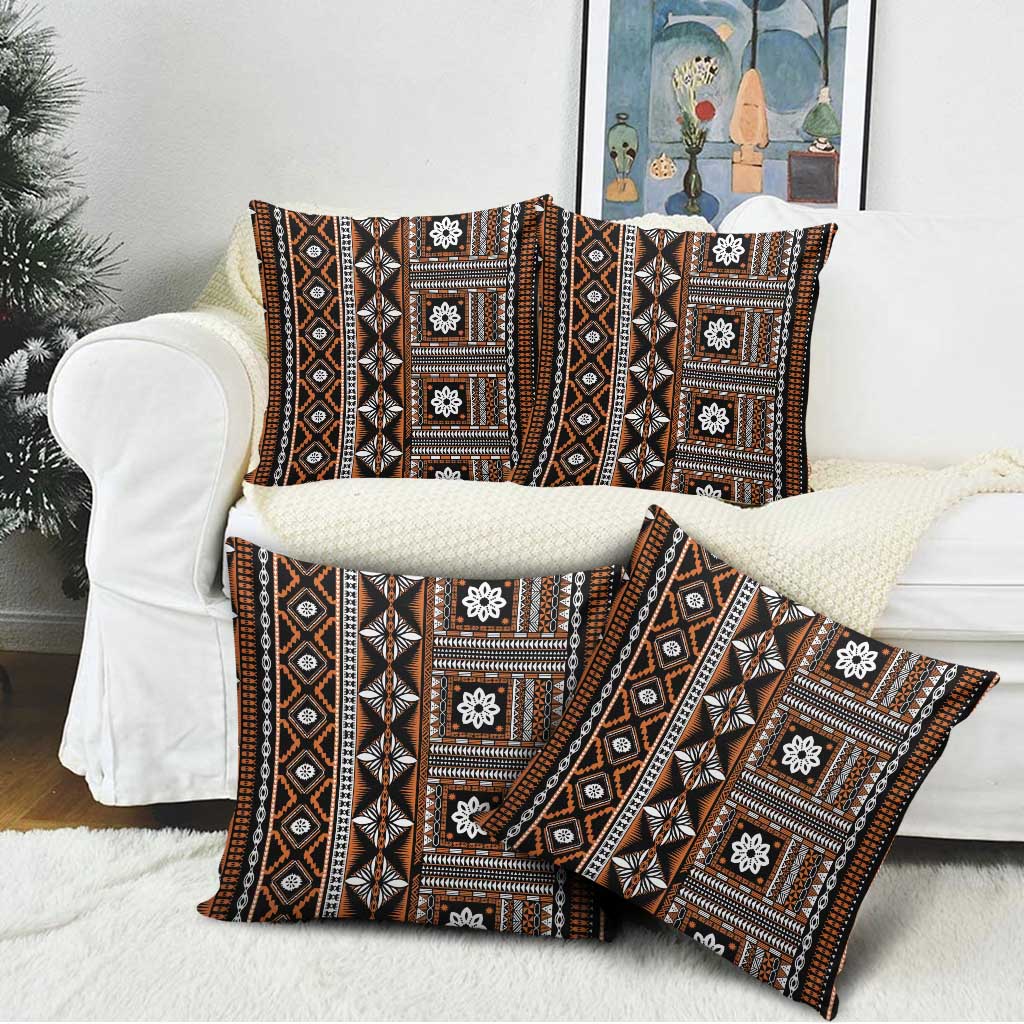 Fiji Masi Tapa Pattern Orange Pillow Cover LT01 - Polynesian Pride