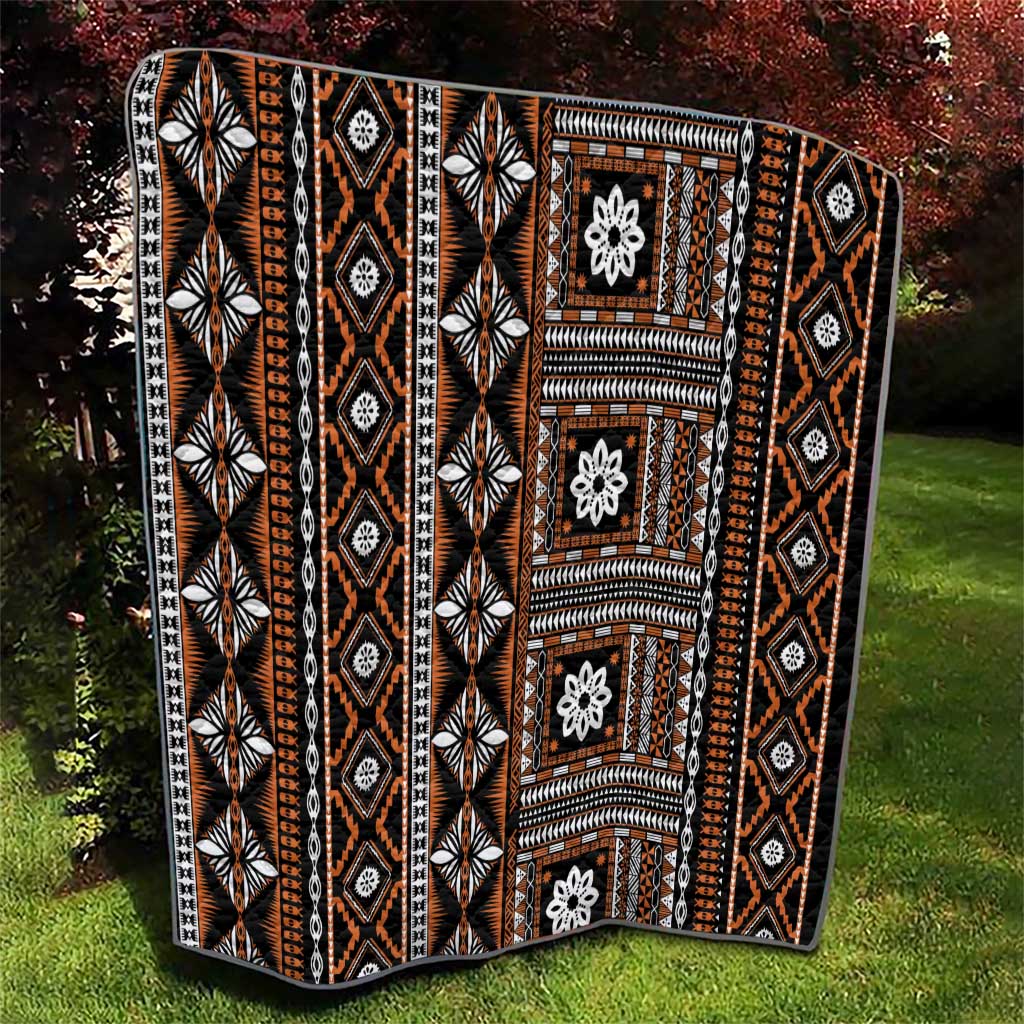 Fiji Masi Tapa Pattern Orange Quilt LT01 - Polynesian Pride