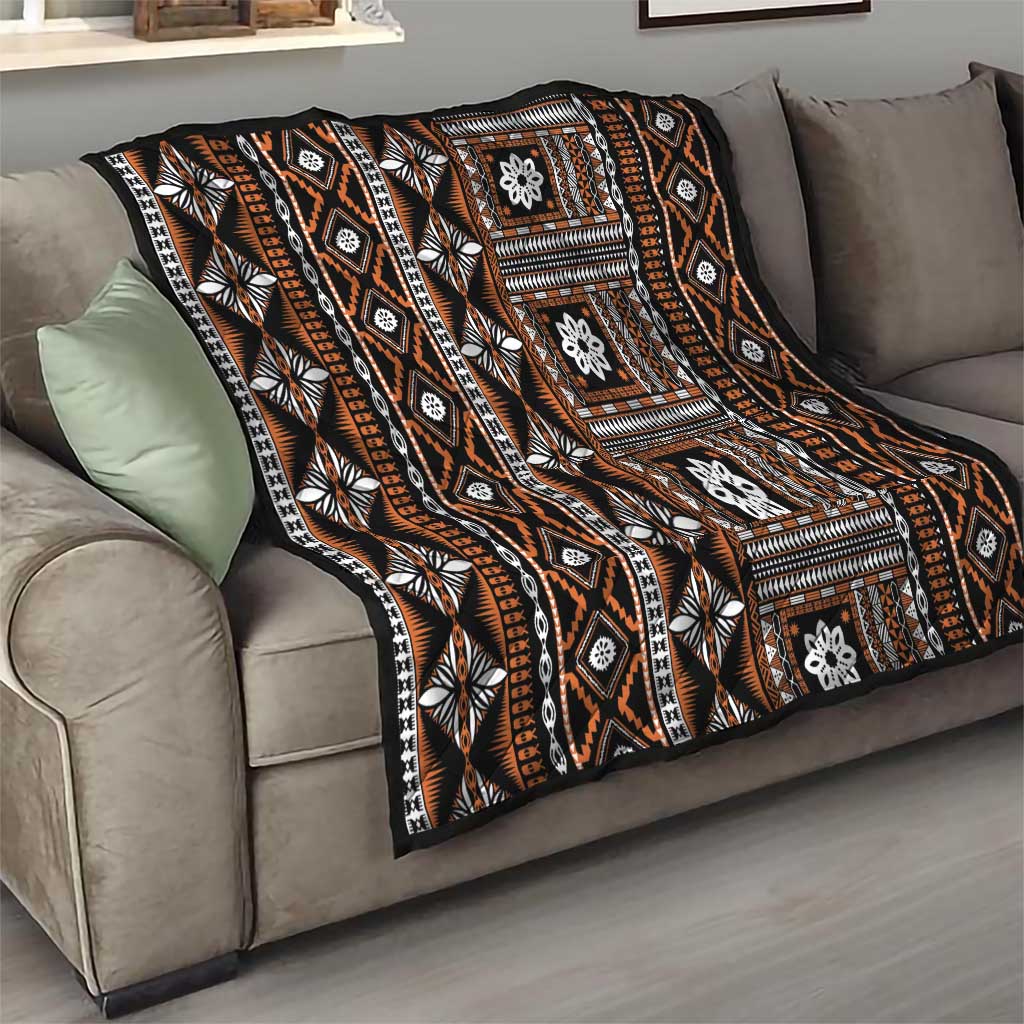 Fiji Masi Tapa Pattern Orange Quilt LT01 - Polynesian Pride