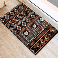 Fiji Masi Tapa Pattern Orange Rubber Doormat LT01 - Polynesian Pride