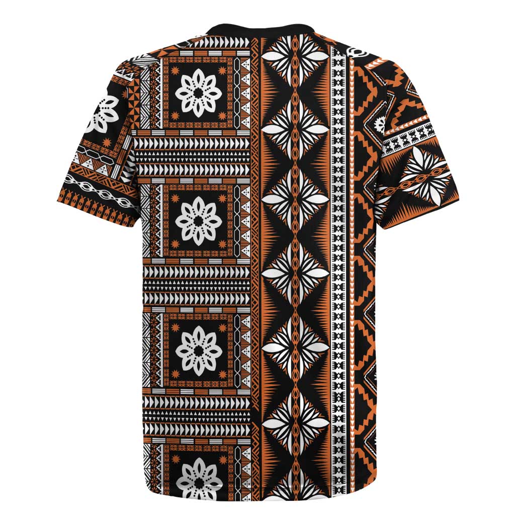 Fiji Masi Tapa Pattern Orange Rugby Jersey LT01 - Polynesian Pride