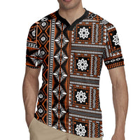 Fiji Masi Tapa Pattern Orange Rugby Jersey LT01 - Polynesian Pride