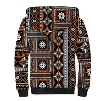 Fiji Masi Tapa Pattern Orange Sherpa Hoodie LT01 - Polynesian Pride