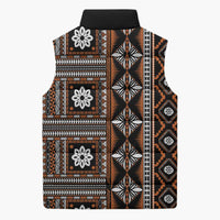 Fiji Masi Tapa Pattern Orange Sleeveless Puffer Jacket LT01 - Polynesian Pride