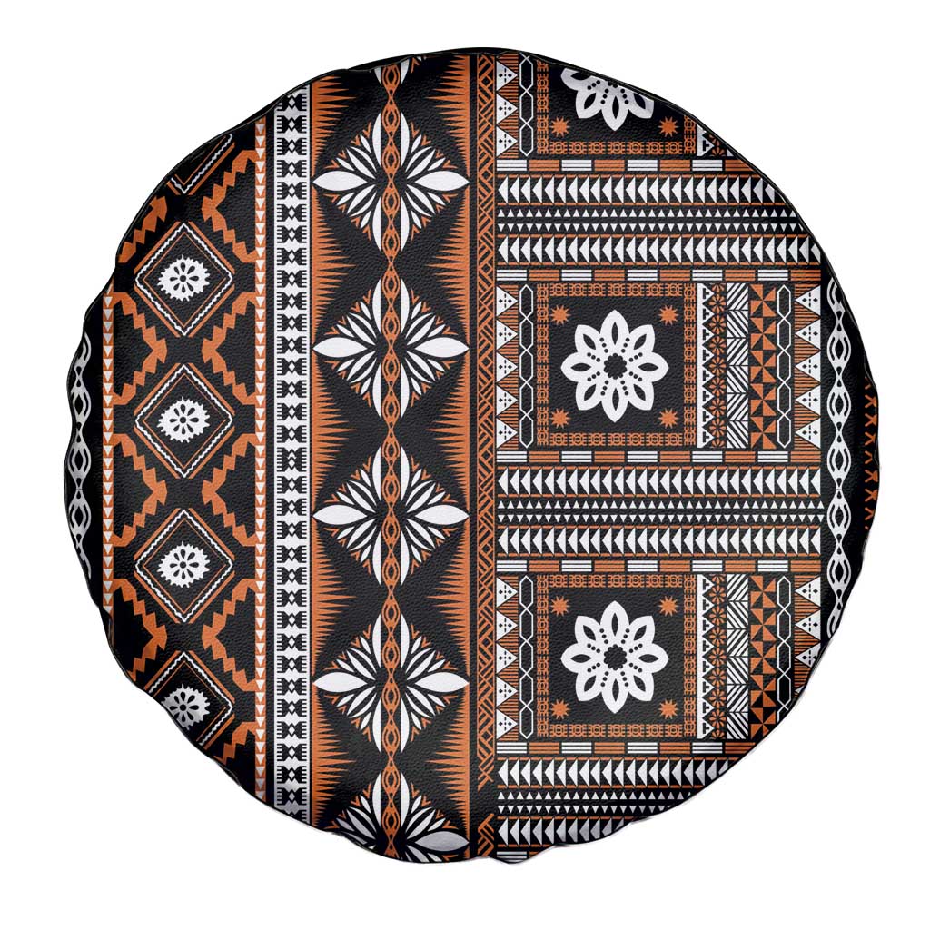 Fiji Masi Tapa Pattern Orange Spare Tire Cover LT01 - Polynesian Pride