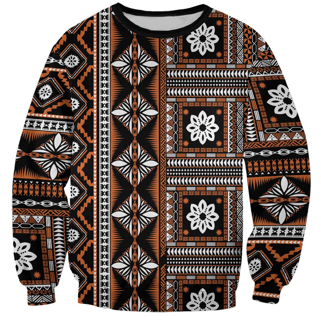 Fiji Masi Tapa Pattern Orange Sweatshirt LT01 Unisex Orange - Polynesian Pride