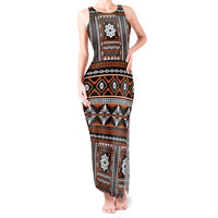 Fiji Masi Tapa Pattern Orange Tank Maxi Dress LT01 Women Orange - Polynesian Pride