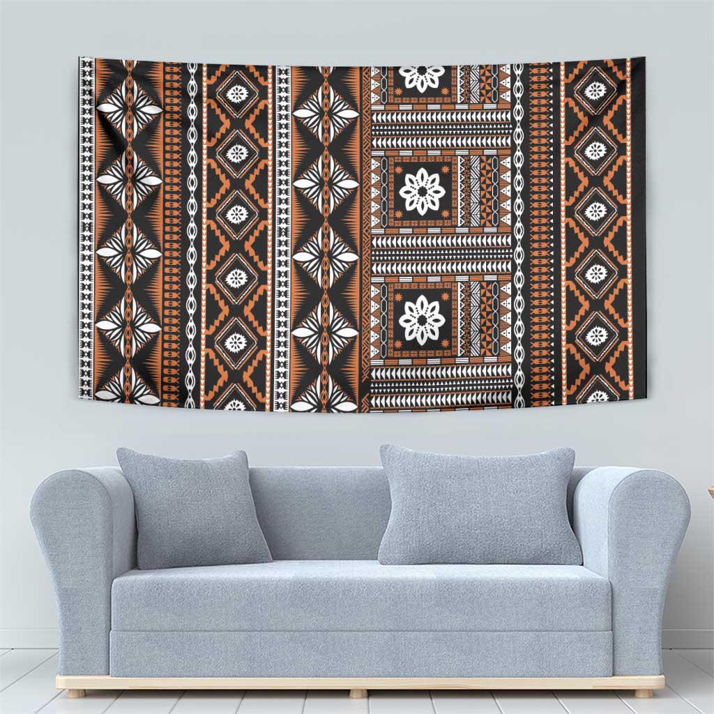 Fiji Masi Tapa Pattern Orange Tapestry LT01 - Polynesian Pride
