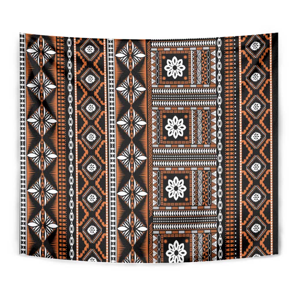Fiji Masi Tapa Pattern Orange Tapestry LT01 - Polynesian Pride