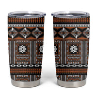 Fiji Masi Tapa Pattern Orange Tumbler Cup LT01 Orange - Polynesian Pride