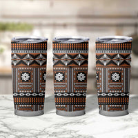 Fiji Masi Tapa Pattern Orange Tumbler Cup LT01 - Polynesian Pride