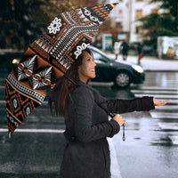 Fiji Masi Tapa Pattern Orange Umbrella LT01 - Polynesian Pride