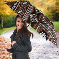 Fiji Masi Tapa Pattern Orange Umbrella LT01 - Polynesian Pride