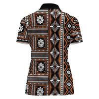 Fiji Masi Tapa Pattern Orange Women Polo Shirt LT01 - Polynesian Pride