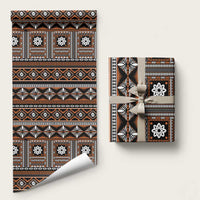 Fiji Masi Tapa Pattern Orange Wrapping Paper LT01 58" × 23" Orange - Polynesian Pride