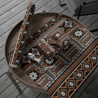Fiji Masi Tapa Pattern Orange Wrapping Paper LT01 - Polynesian Pride