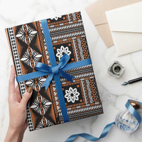 Fiji Masi Tapa Pattern Orange Wrapping Paper LT01 - Polynesian Pride
