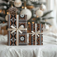 Fiji Masi Tapa Pattern Orange Wrapping Paper LT01 - Polynesian Pride