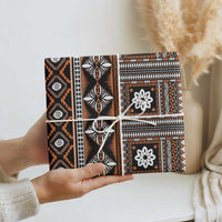 Fiji Masi Tapa Pattern Orange Wrapping Paper LT01 - Polynesian Pride