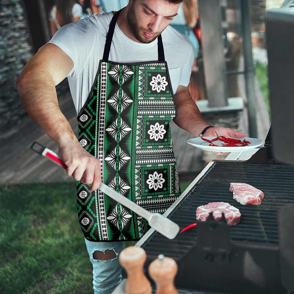 Fiji Masi Tapa Pattern Green Apron LT01 - Polynesian Pride